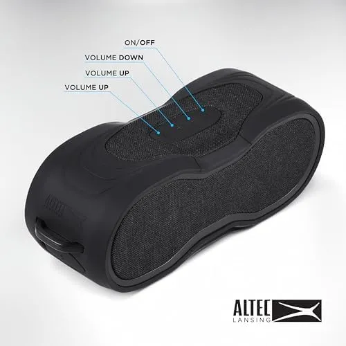 Altec Lansing BoomJacket XL Wireless Bluetooth Speaker, Magnetic Waterproof Speaker, IPX7 Outdoor Speaker with 24H Playtime, Portable Speaker with Carabiner, Mountable, Quick Charge