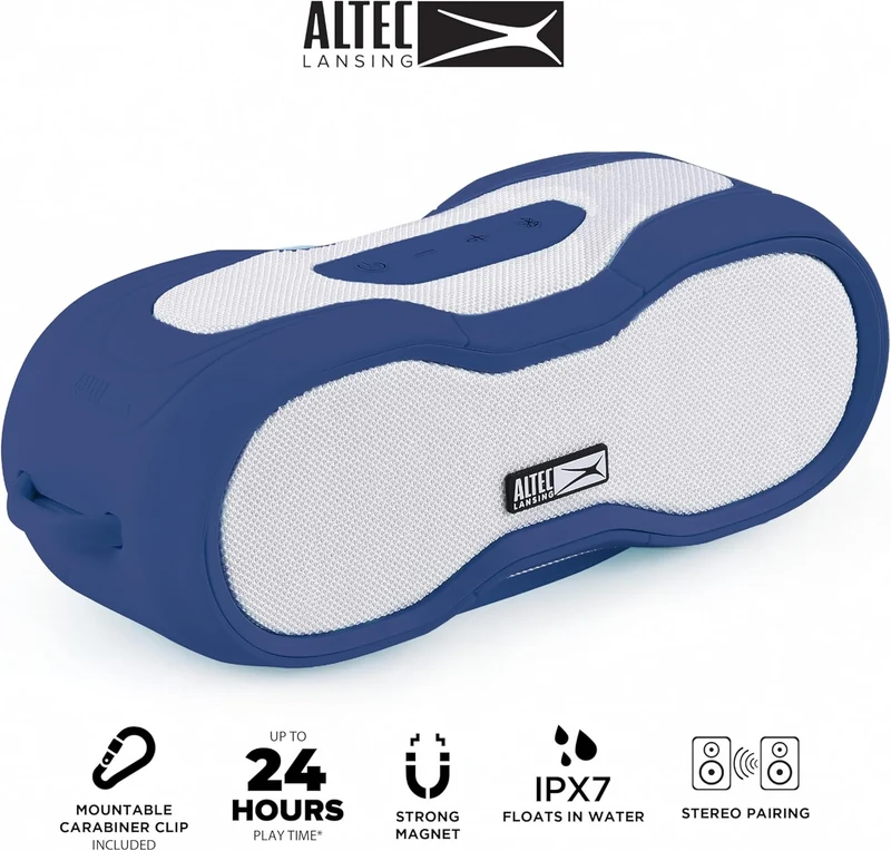 Altec Lansing BoomJacket XL Wireless Bluetooth Speaker, Magnetic Waterproof Speaker, IPX7 Outdoor Speaker with 24H Playtime, Portable Speaker with Carabiner, Mountable, Quick Charge