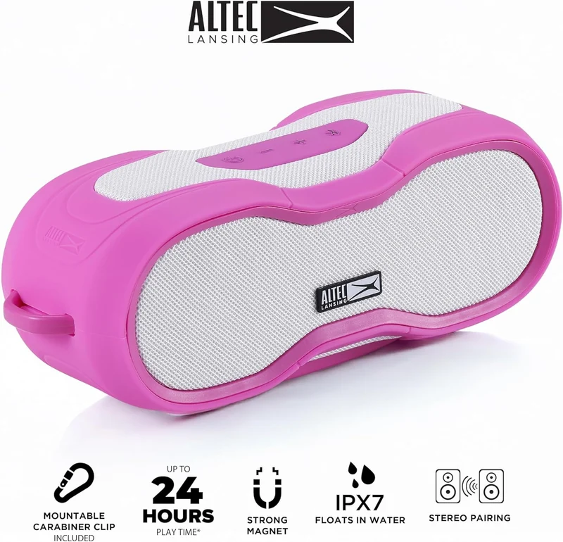 Altec Lansing BoomJacket XL Wireless Bluetooth Speaker, Magnetic Waterproof Speaker, IPX7 Outdoor Speaker with 24H Playtime, Portable Speaker with Carabiner, Mountable, Quick Charge