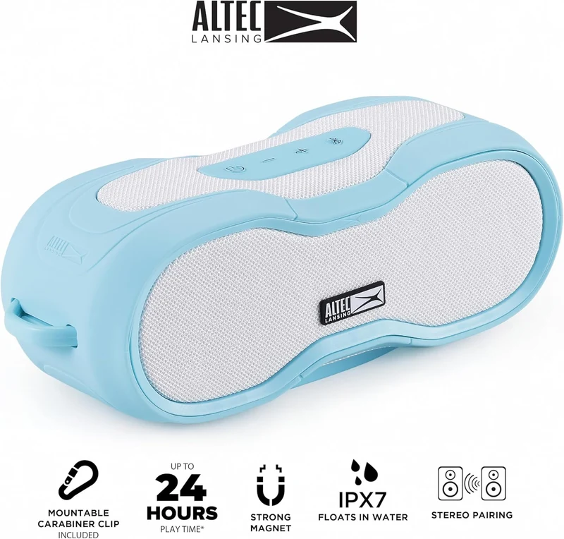 Altec Lansing BoomJacket XL Wireless Bluetooth Speaker, Magnetic Waterproof Speaker, IPX7 Outdoor Speaker with 24H Playtime, Portable Speaker with Carabiner, Mountable, Quick Charge
