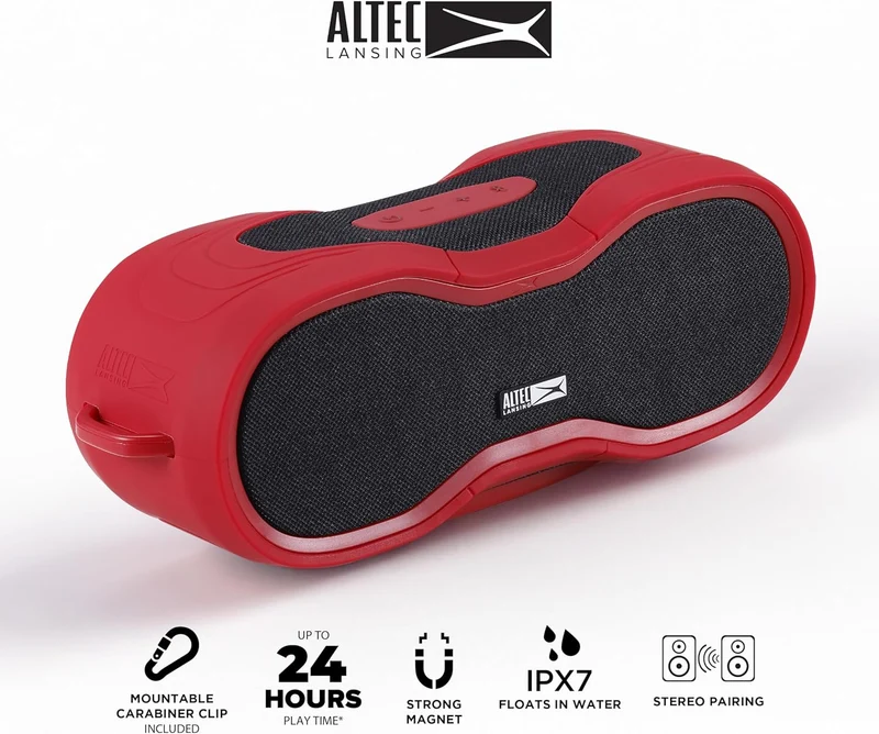 Altec Lansing BoomJacket XL Wireless Bluetooth Speaker, Magnetic Waterproof Speaker, IPX7 Outdoor Speaker with 24H Playtime, Portable Speaker with Carabiner, Mountable, Quick Charge