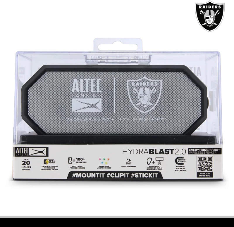 Altec Lansing - Portable Bluetooth Speaker HYDRABLAST 2.0, Waterproof IP67, 20W Output Power, Magnetic Bluetooth Speaker (Raiders)