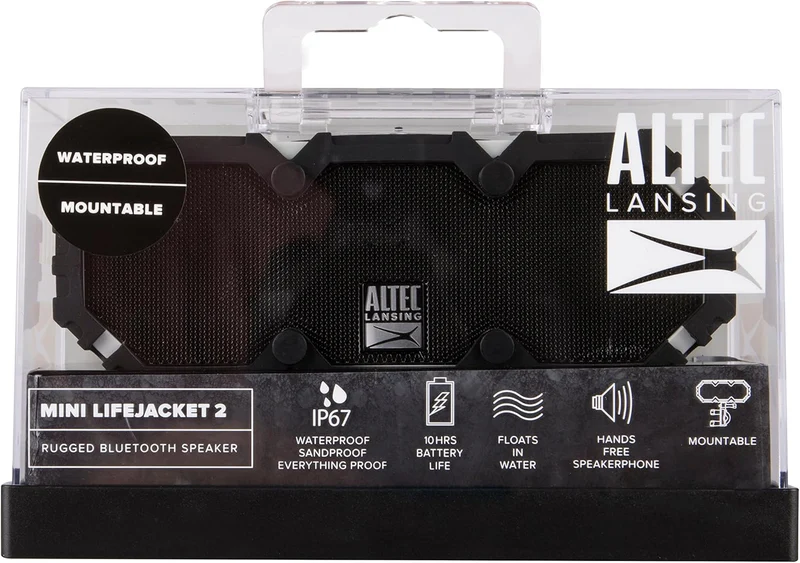 Altec Lansing Mini LifeJacket 2 - IP67 Waterproof Floating Bluetooth Speaker For Pool And Travel, Shockproof and Snowproof Portable Speaker for Outdoor, 30ft Range and 10 Hour Playtime