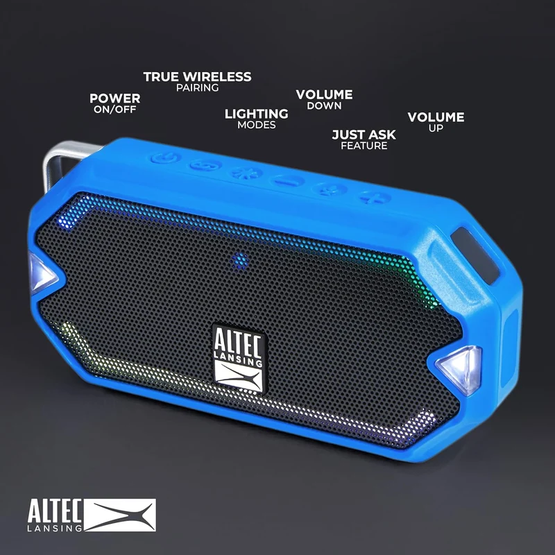 Altec Lansing - HydraMini Wireless Bluetooth Speaker, IP67 Waterproof USB C Rechargeable Battery with 6 Hours Playtime, Compact, Shockproof, Snowproof, Everything Proof (Royal Blue)