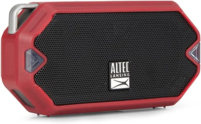 Altec Lansing - HydraMini Wireless Bluetooth Speaker, IP67 Waterproof USB C Rechargeable Battery with 6 Hours Playtime, Compact, Shockproof, Snowproof, Everything Proof (True Red)