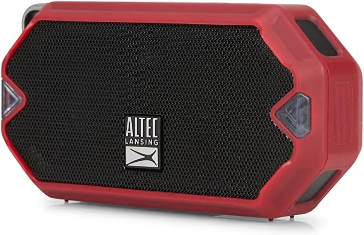 Altec Lansing - HydraMini Wireless Bluetooth Speaker, IP67 Waterproof USB C Rechargeable Battery with 6 Hours Playtime, Compact, Shockproof, Snowproof, Everything Proof (True Red)