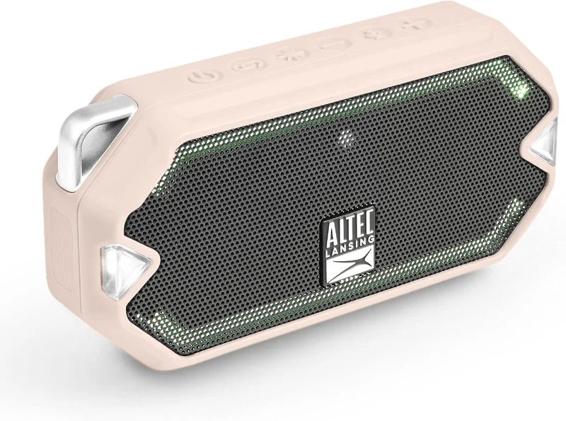 Altec Lansing - HydraMini Wireless Bluetooth Speaker, IP67 Waterproof USB C Rechargeable Battery with 6 Hours Playtime, Compact, Shockproof, Snowproof, Everything Proof (Petal Pink)