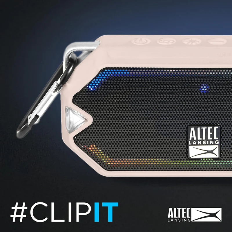 Altec Lansing - HydraMini Wireless Bluetooth Speaker, IP67 Waterproof USB C Rechargeable Battery with 6 Hours Playtime, Compact, Shockproof, Snowproof, Everything Proof (Petal Pink)
