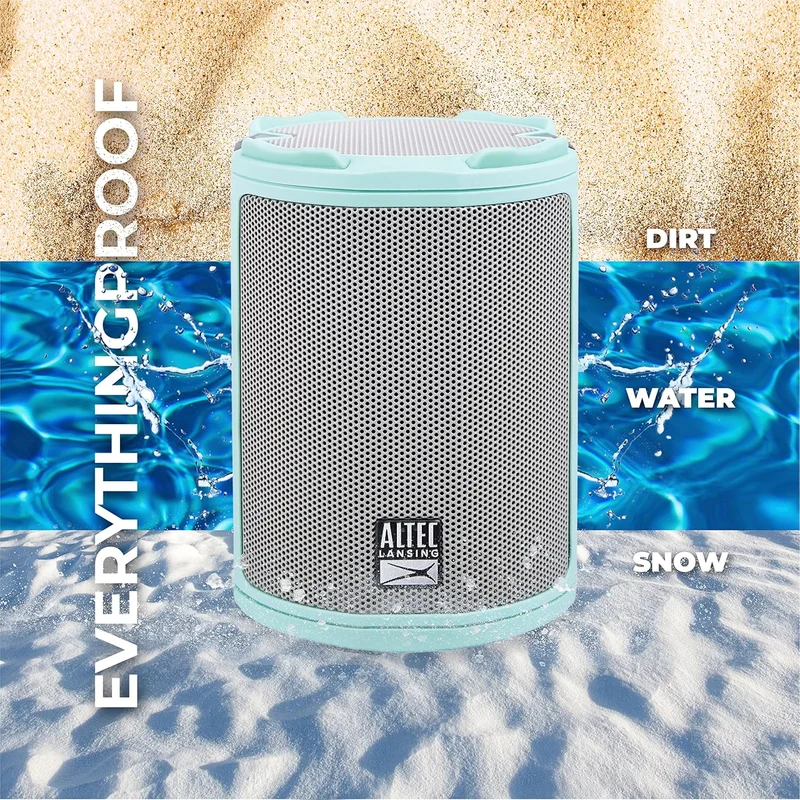 Altec Lansing - HydraMotion Wireless Bluetooth Speaker with 360 Degree Sound, Portable IP67 Waterproof for Outdoors, Shockproof, Snowproof, Everything Proof, 12 Hour Playtime (Mint Green)