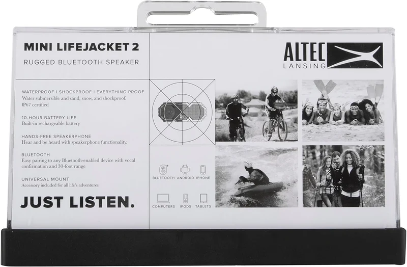 Altec Lansing Mini LifeJacket 2 - IP67 Waterproof Floating Bluetooth Speaker For Pool And Travel, Shockproof and Snowproof Portable Speaker for Outdoor, 30ft Range and 10 Hour Playtime