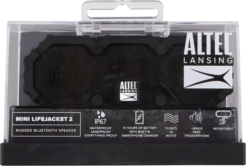 Altec Lansing Mini LifeJacket 2 - IP67 Waterproof Floating Bluetooth Speaker For Pool And Travel, Shockproof and Snowproof Portable Speaker for Outdoor, 30ft Range and 10 Hour Playtime