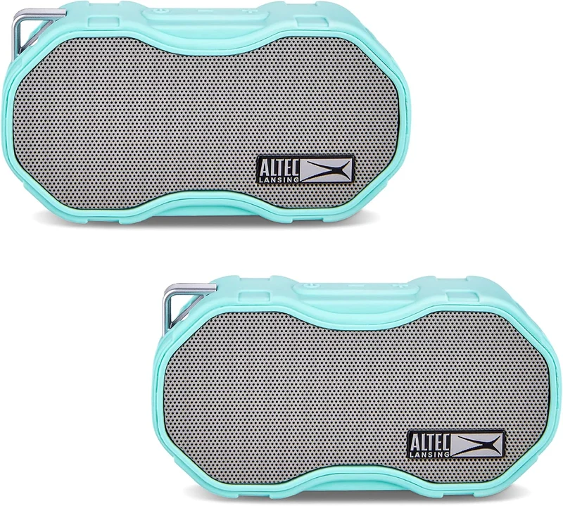 Altec Lansing Baby Boom XL - Waterproof Bluetooth Speaker, Wireless & Portable Speaker for Travel & Outdoor Use, Deep Bass & Loud Sound, 2 Pack, Mint