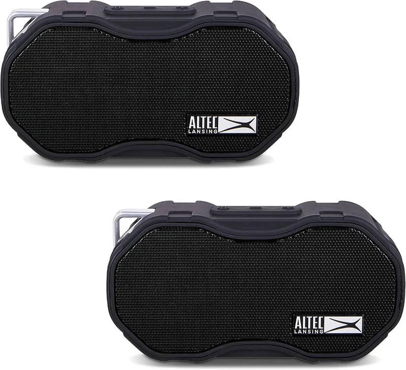 Altec Lansing Baby Boom XL - Waterproof Bluetooth Speaker, Wireless & Portable Speaker for Travel & Outdoor Use, Deep Bass & Loud Sound, 2 Pack, Black