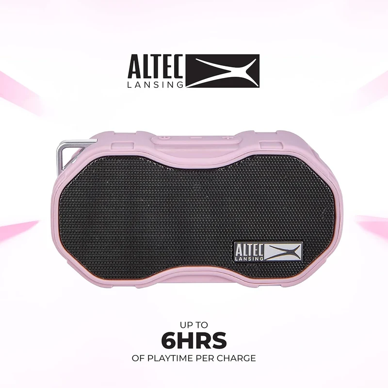 Altec Lansing Baby Boom XL - Waterproof Bluetooth Speaker, Wireless & Portable Speaker for Travel & Outdoor Use, Deep Bass & Loud Sound, 1 Pack, Pink