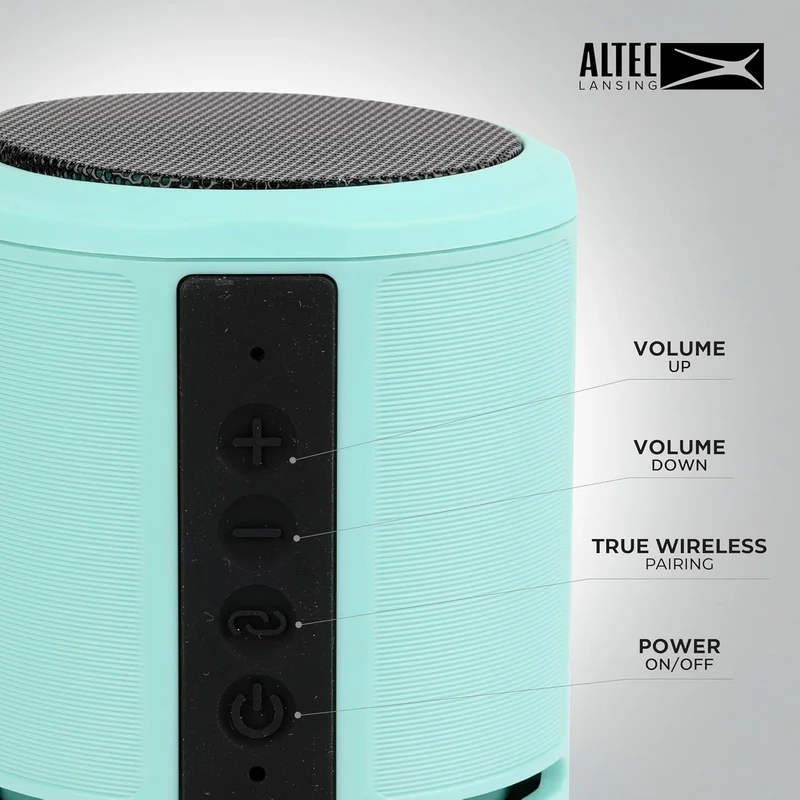 Altec Lansing HydraOrbit - Waterproof Bluetooth Speaker, Lightweight & Portable Speaker for Travel & Outdoor Use, Mint