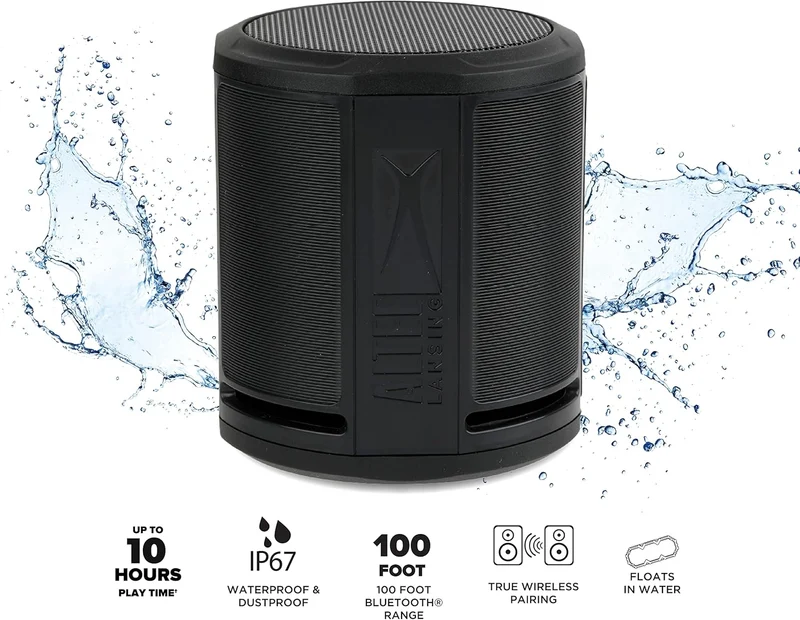 Altec Lansing HydraOrbit - Waterproof Bluetooth Speaker, Lightweight & Portable Speaker for Travel & Outdoor Use, Black