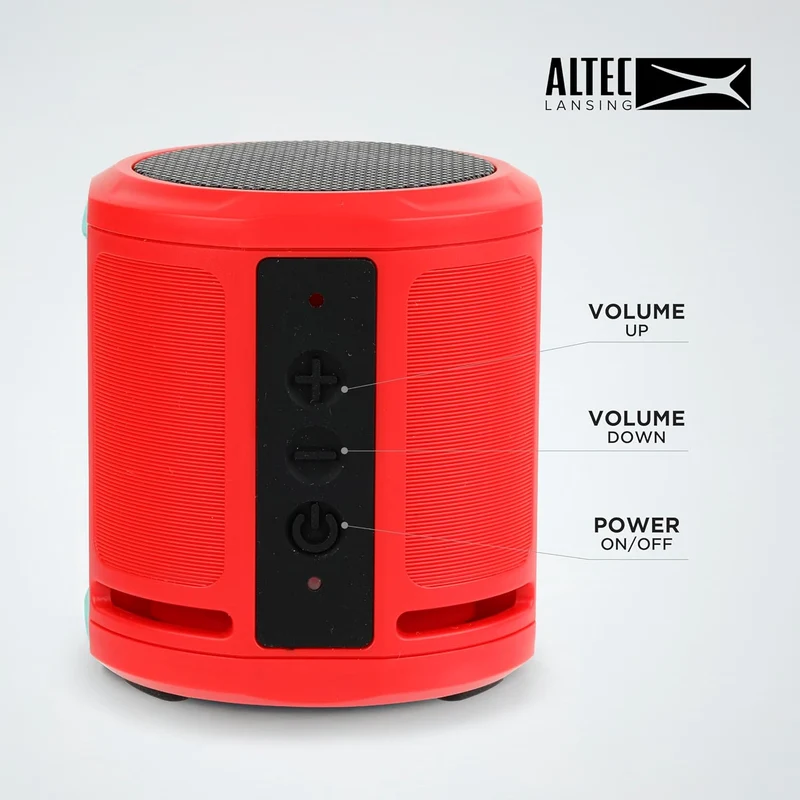 Altec Lansing HydraMicro - Waterproof Bluetooth Speaker, Lightweight & Portable Speaker for Travel & Outdoor Use, Red