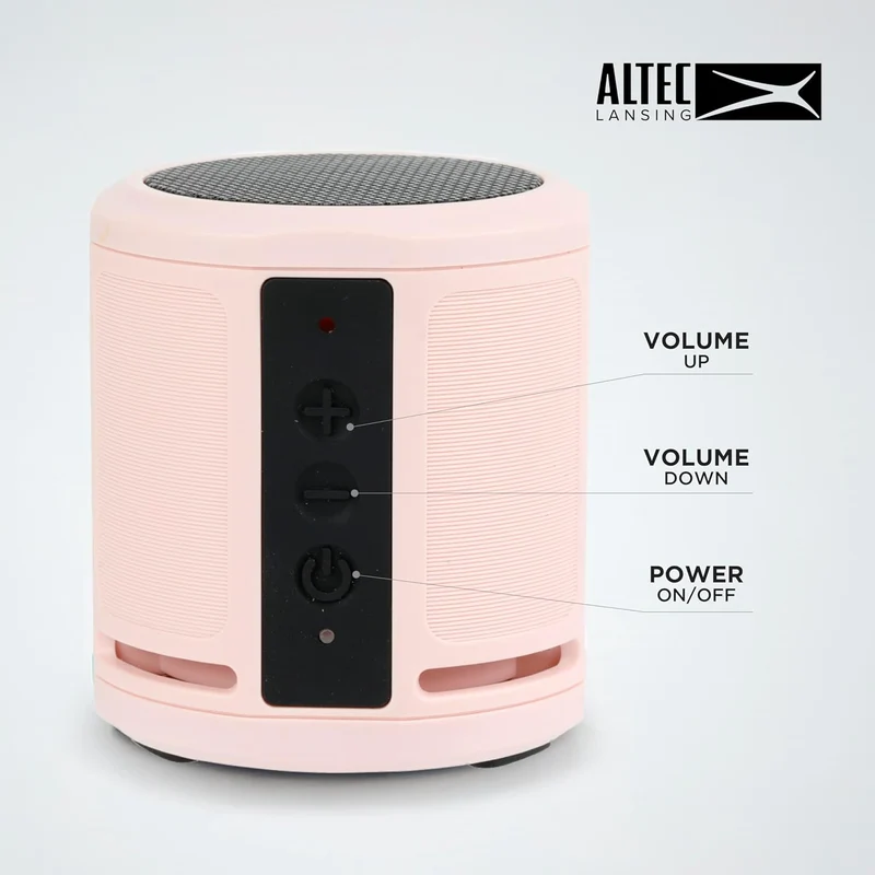 Altec Lansing HydraMicro - Waterproof Bluetooth Speaker, Lightweight & Portable Speaker for Travel & Outdoor Use, Petal Pink