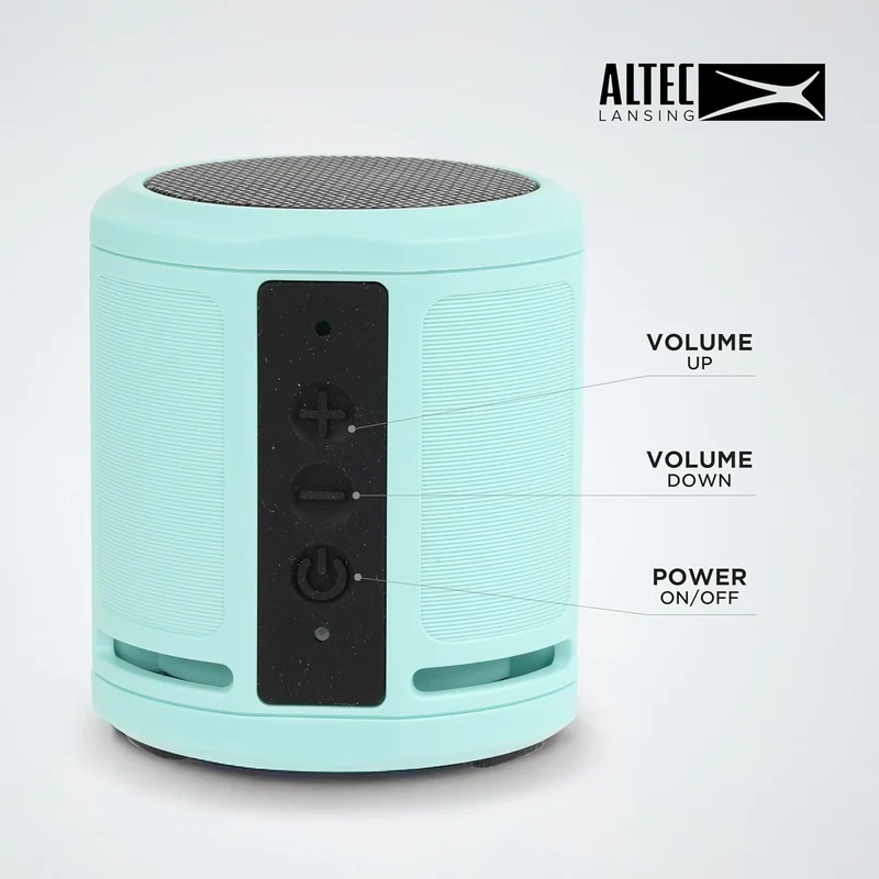 Altec Lansing HydraMicro - Waterproof Bluetooth Speaker, Lightweight & Portable Speaker for Travel & Outdoor Use, Mint