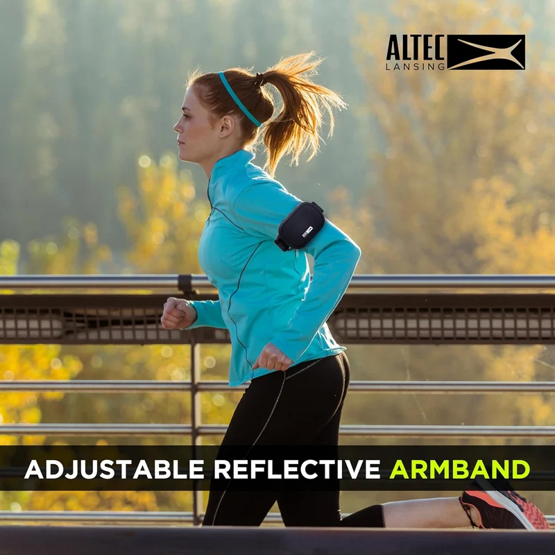 Altec Lansing Sports Armband Speaker with Build-in Fitness Tracker, Waterproof Bluetooth Speaker, Heart Rate Monitor Armband, Step Tracker, 12-Hour Playtime for Running, Hiking, Outdoor Activities