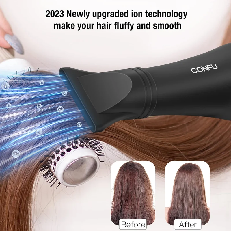 Professional Salon Hair Dryer, CONFU Negative Ions Ceramic Quick Drying Blow Dryer, Lightweight Travel Hairdryer for Normal & Curly Hair Includes Diffuser Styling Nozzle