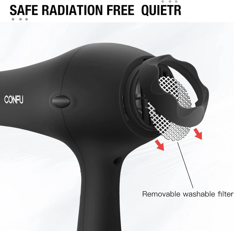 Professional Salon Hair Dryer, CONFU Negative Ions Ceramic Quick Drying Blow Dryer, Lightweight Travel Hairdryer for Normal & Curly Hair Includes Diffuser Styling Nozzle