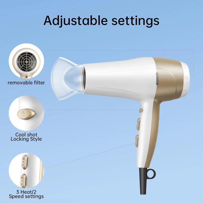 CONFU Hair Dryer,1875W Fast Drying Blow Dryer with Advanced Ionic Technology, More Shine and Less Frizz,Hair Dryers for Women with Concentrator Nozzle for Home Salon