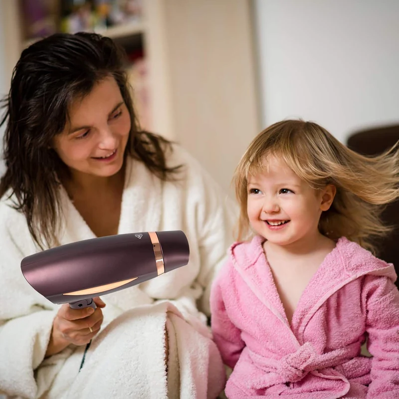 CONFU Portable Travel Hair Dryer with 1600W Ceramic Tourmaline Ionic Technology, Compact and Lightweight Foldable Design for Women and Kids (Brown)
