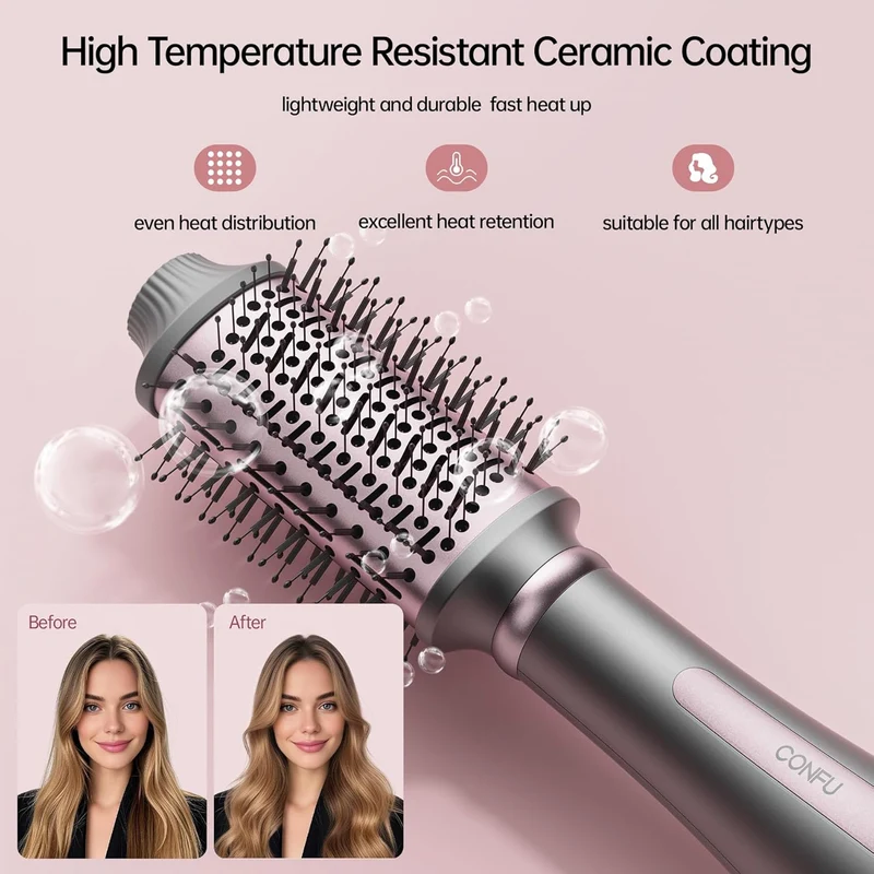 CONFU Blow Dryer Brush, One Step Hair Drying, Volumizing, Straightening and Styling,Dual Use of Dry and Wet,More Shine and Less Frizz, Hot Air Brush Suit for All Hair Types,Easy Salon Blowout at Home
