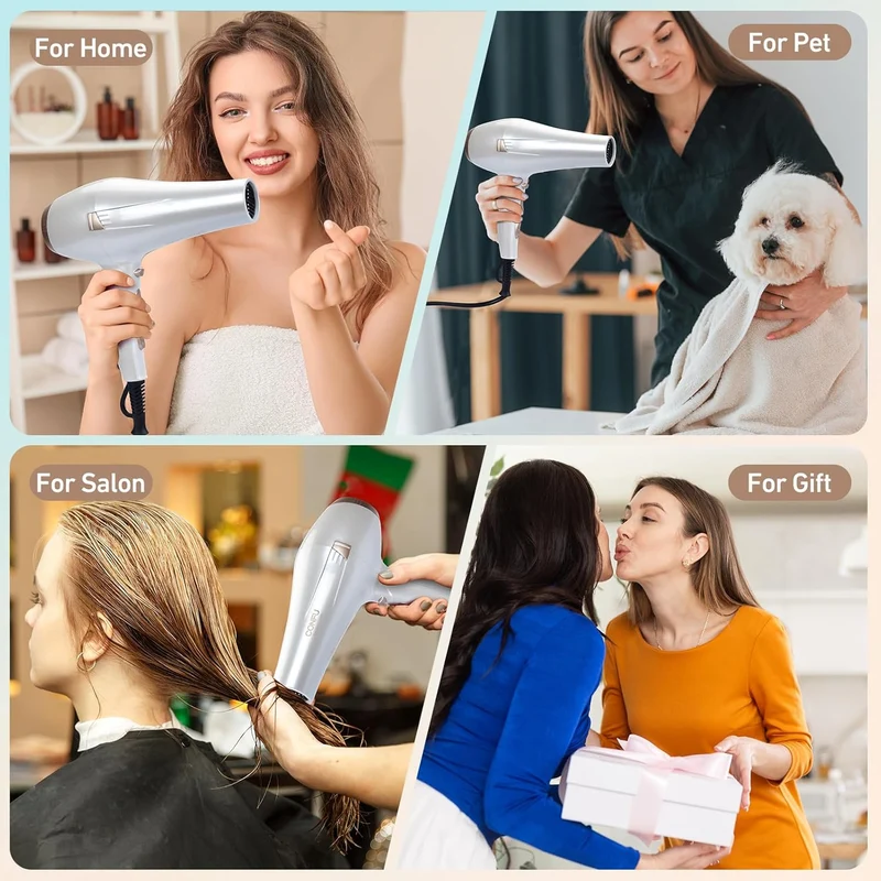 CONFU Hair Dryer, Professional Ionic Salon Blow Dryer with Diffuser for Women and Men, 5X Fast Drying, Powerful and Quiet Hair Blow Dryer for Fast & Easy Styling (1875 Watts)