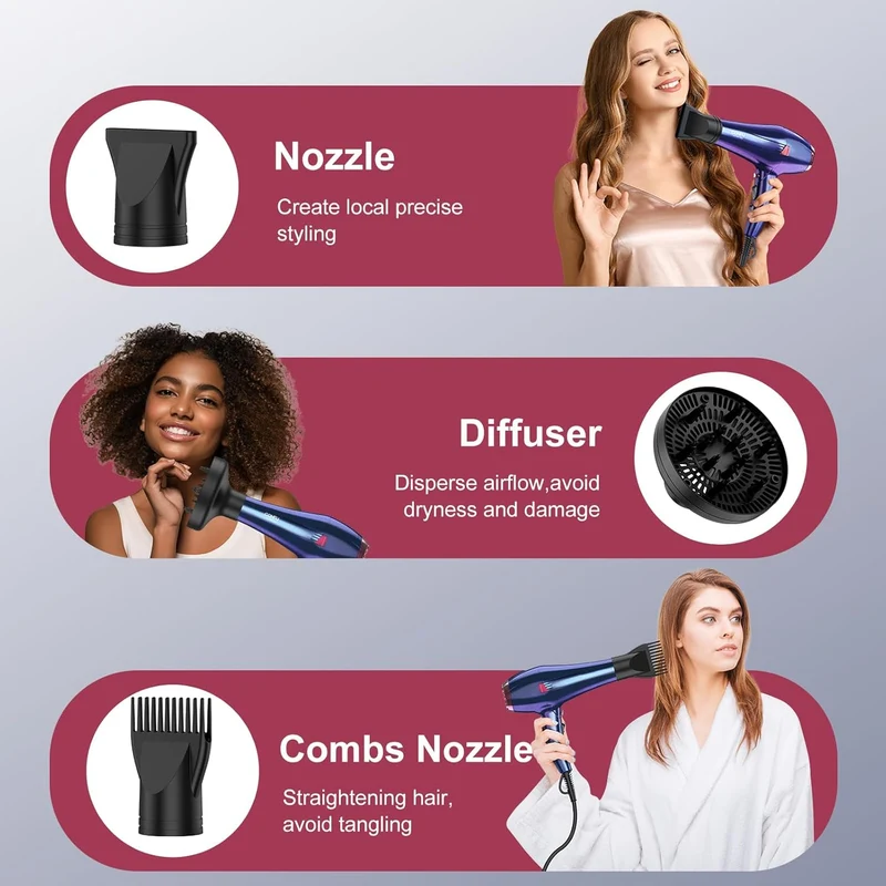 CONFU Hair Dryer, Professional Ionic Salon Blow Dryer with Diffuser for Women and Men, 5X Fast Drying, Powerful and Quiet Hair Blow Dryer for Fast & Easy Styling (1875 Watts)