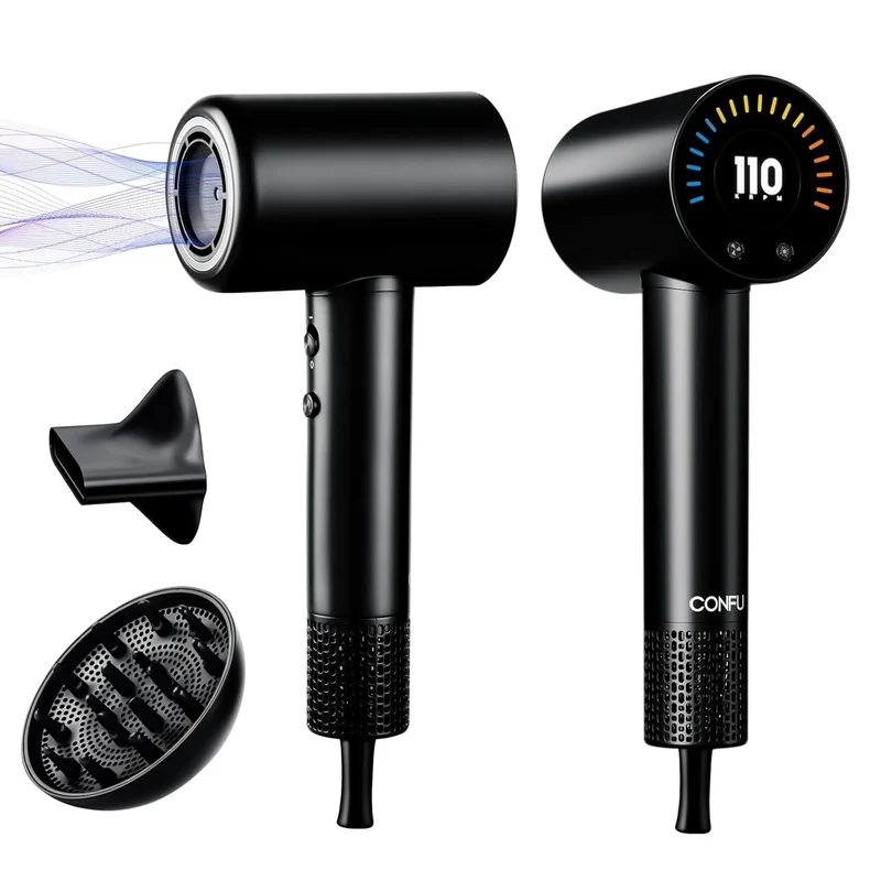 CONFU Hair Dryer, 110000 RPM Fast Drying Blow Dryer with Magnetic Diffuser and Concentrator, Professional Lightweight Ionic Hair Dryer for Women and Men