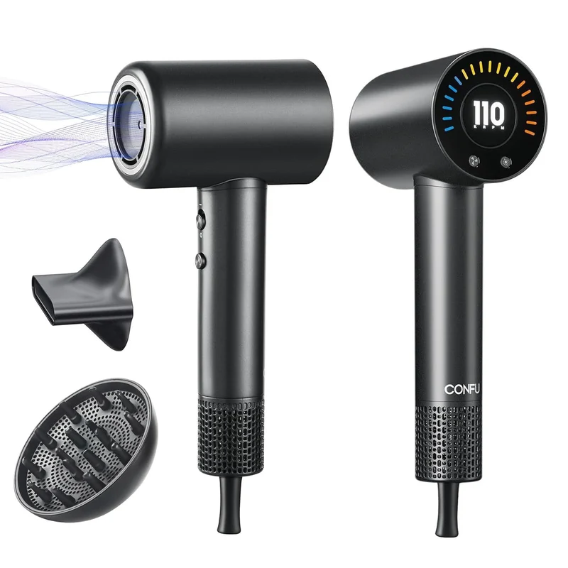 CONFU Hair Dryer, 110000 RPM Fast Drying Blow Dryer with Magnetic Diffuser and Concentrator, Professional Lightweight Ionic Hair Dryer for Women and Men