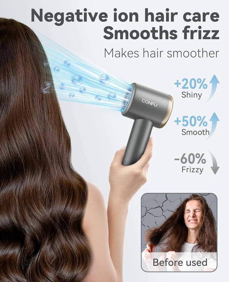 Hair Dryer, CONFU Blow Dryer with Diffuser 110000 RPM, High-Speed Professional Ionic Blow Dryer for Fast Drying, Hair Diffuser for Curly Hair for Home Travel
