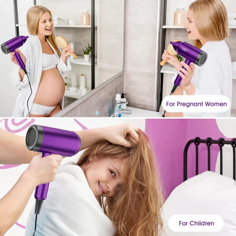 Blow Dryer, CONFU Hair Dryer with Diffuser, Portable Lightweight Fast Drying Negative Ion Hairdryer Blowdryer, 3 Heat Settings & Infinity Speed, with Diffuser and Concentrator Nozzle for Home & Travel