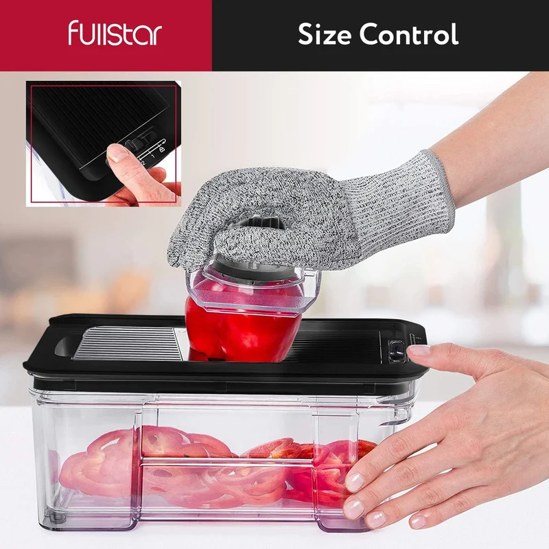 Fullstar All-in-1 Vegetable Chopper and Mandoline Slicer for Kitchen - Cheese Grater, French Fry Cutter, Cheese Slicer - Bonus Handheld Spiralizer Included (6 in 1, Stainless Steel)
