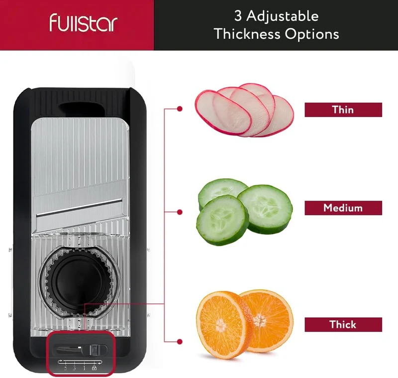 Fullstar All-in-1 Vegetable Chopper and Mandoline Slicer for Kitchen - Cheese Grater, French Fry Cutter, Cheese Slicer - Bonus Handheld Spiralizer Included (6 in 1, Stainless Steel)