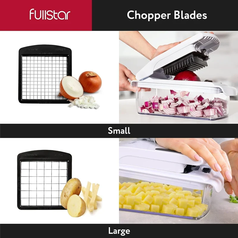 Fullstar Vegetable Chopper and Spiralizer - Food Chopper with Container, Fruit Slicer, Kitchen Gadgets & Accessories, Home Essentials (4 in 1, White)