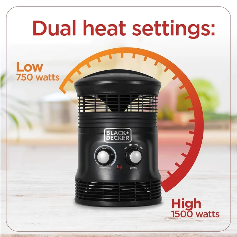 Black+Decker 360˚ Portable Heater Fan Combo 2in1 Personal Mini Space Heater