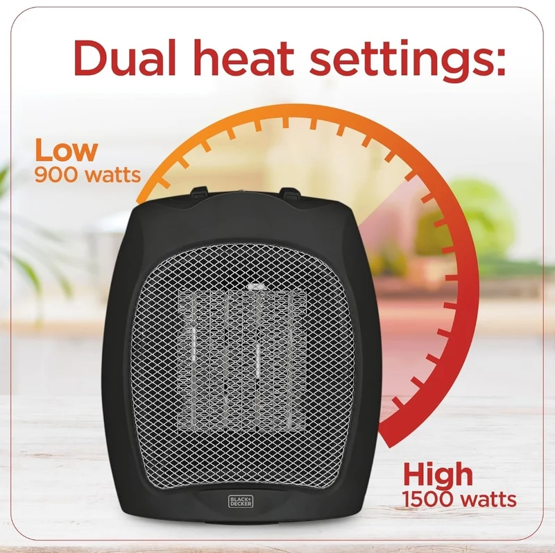 BLACK+DECKER Small Space Heater, 1500W Ceramic Heater for Indoor Use