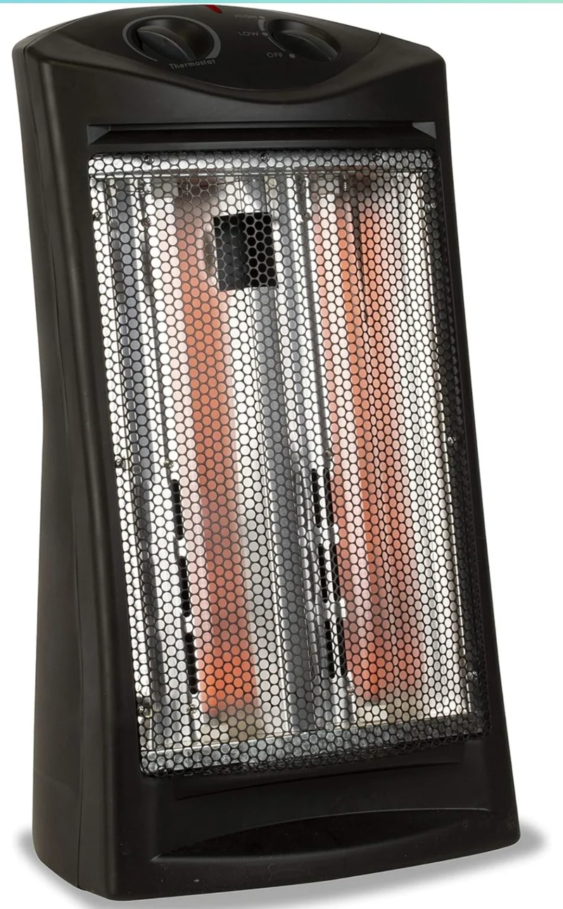 BLACK+DECKER Infrared Radiant Quartz Tower Heater, 1500W Space Heater with Adjustable Thermostat, Portable Heater with 2 Settings, Personal Heater for Home and Office, BHTI06, Black
