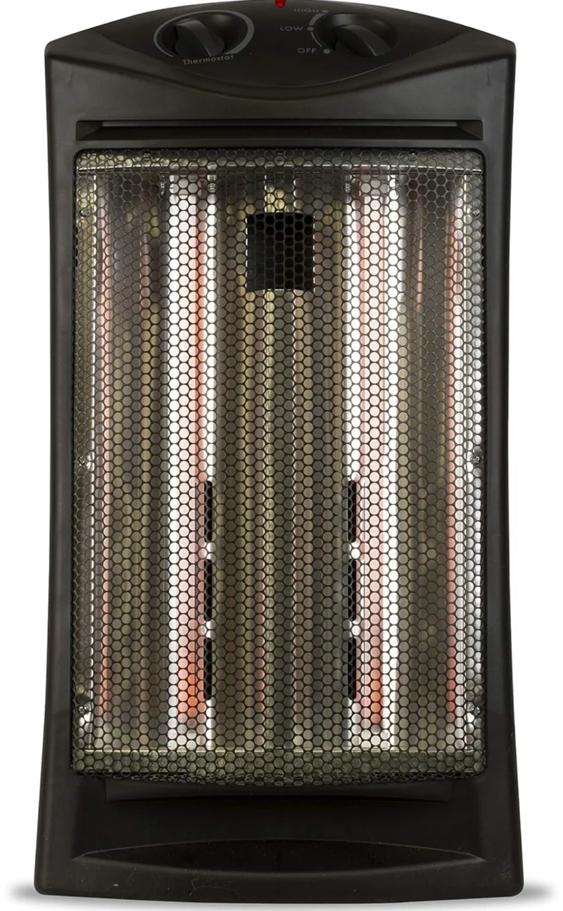 BLACK+DECKER Infrared Radiant Quartz Tower Heater, 1500W Space Heater with Adjustable Thermostat, Portable Heater with 2 Settings, Personal Heater for Home and Office, BHTI06, Black