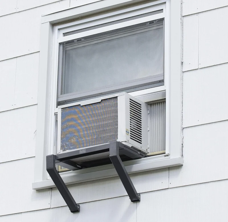 BLACK + DECKER Air Conditioner Window Support Bracket, No Drill AC Support Bracket Installs in Minutes, AC Window Bracket Supports up to 200 Lbs., Durable Bracket for AC Unit,Gray