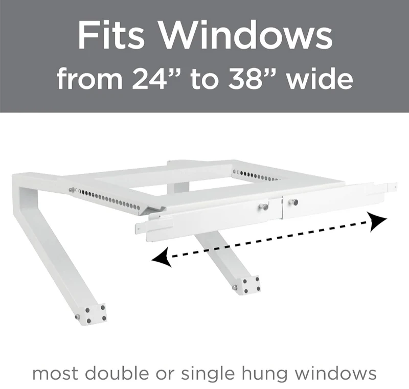 Top Shelf TSB-2438 Universal Heavy Duty Window Air Conditioner AC Support Bracket -Holds Up to 225 lbs., No Drilling or Tools Required, White