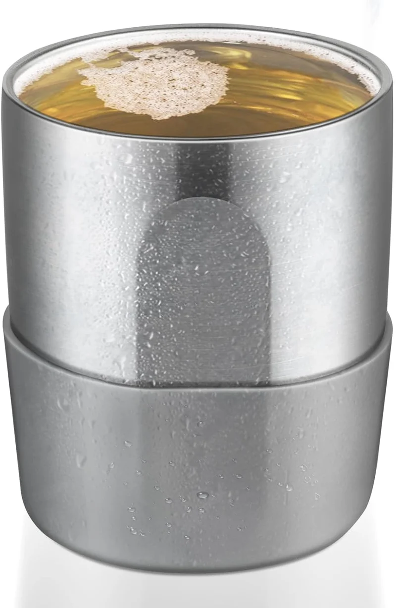 12 OZ Freezer Beer Glasses, coffee Mug with Condensate to Keep Beer Cold Longer, 304 Stainless Steel Pint Cup for Freezer, Father Day Gifts, Birthday Gifts for Men, Dad Boyfriend Husband and Brother