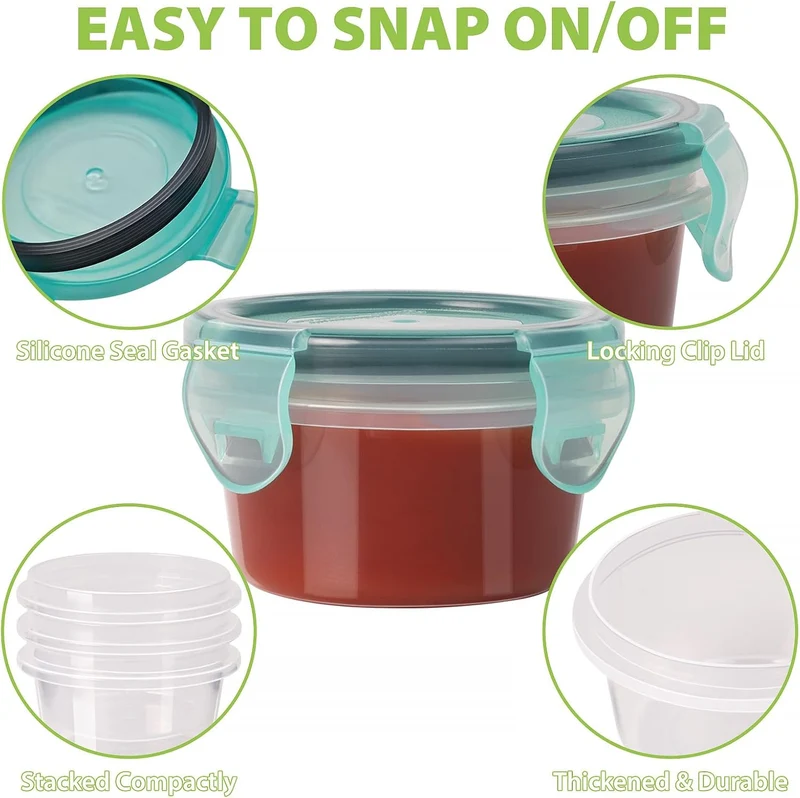Freshmage Salad Dressing Container to Go, [6 Pack] 2.7 oz Small Condiment Containers with Leakproof Lids for On-the-Go Meals, Reusable Sauce Containers BPA-Free