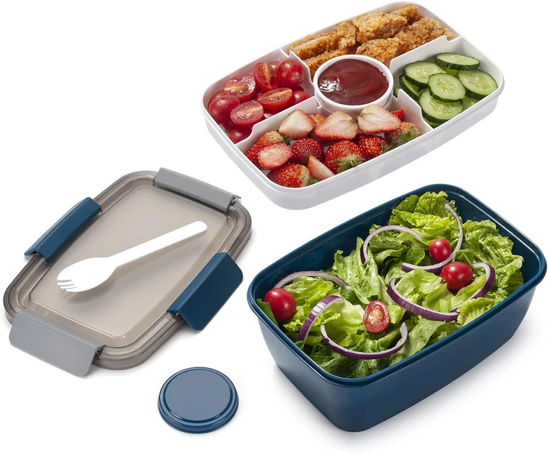 Freshmage Large Salad Lunch Container To Go, 68-oz, Blue-XL, Unisex