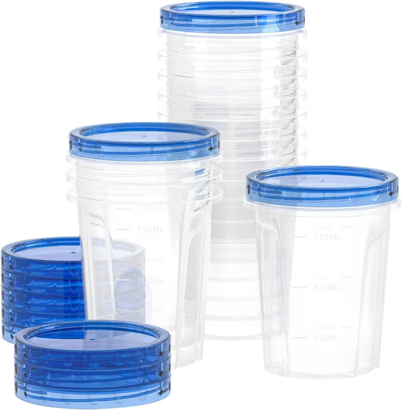 Reusable Soup Containers with Airtight Twist Top Lids, Versatile BPA-Free Plastic Containers for Ice Cream, Lunch, Leftovers, Microwave, Dishwasher and Freezer Safe [12 Pack-32 oz]