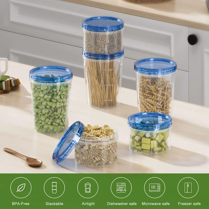 Reusable Soup Containers with Airtight Twist Top Lids, Versatile BPA-Free Plastic Containers for Ice Cream, Lunch, Leftovers, Microwave, Dishwasher and Freezer Safe [12 Pack-32 oz]