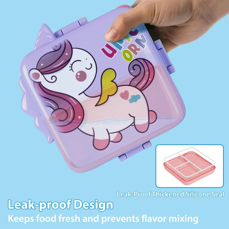 Freshmage Bento Box, Double-Layer Lunch Box Container with 3 Compartments, Large Capacity, Leakproof and BPA Free Bento Lunch Box, Durable, Drop-Proof, Dishwasher and Microwave Safe, Pink